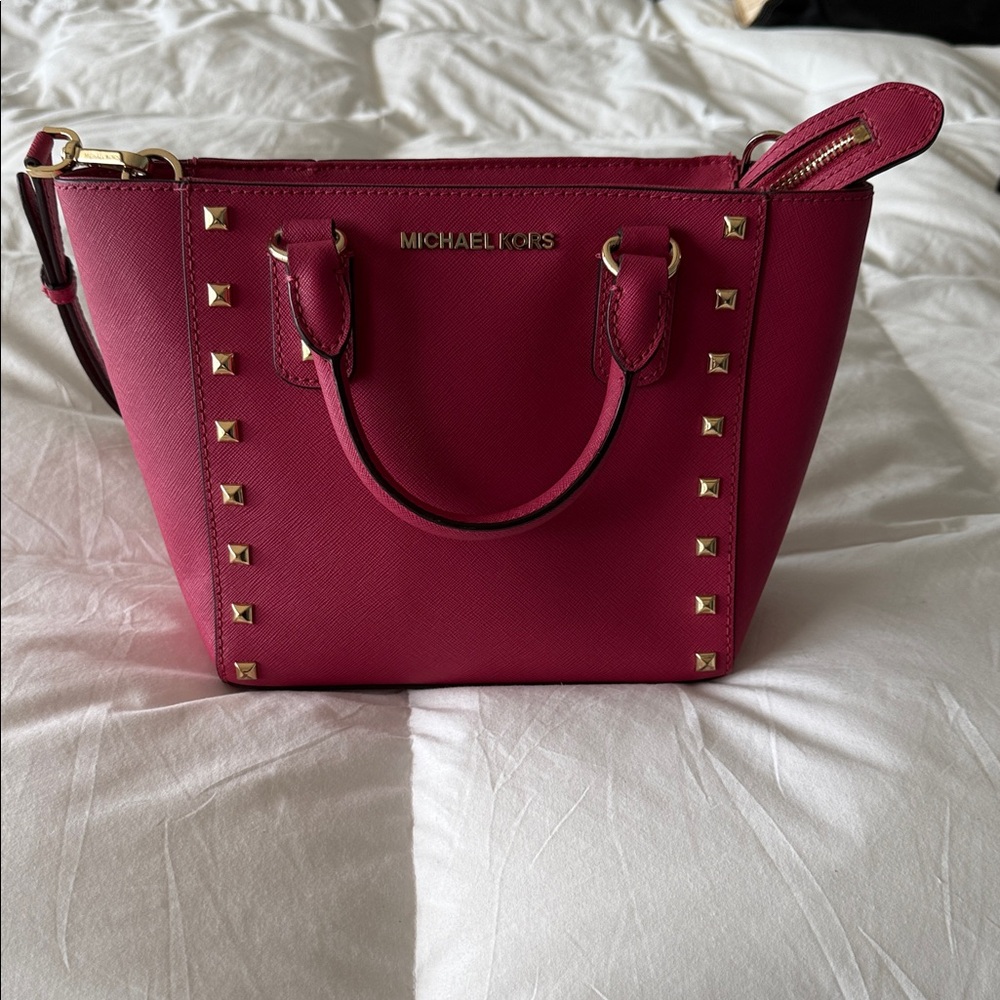 Michael Kors Fuchsia Studded Satchel